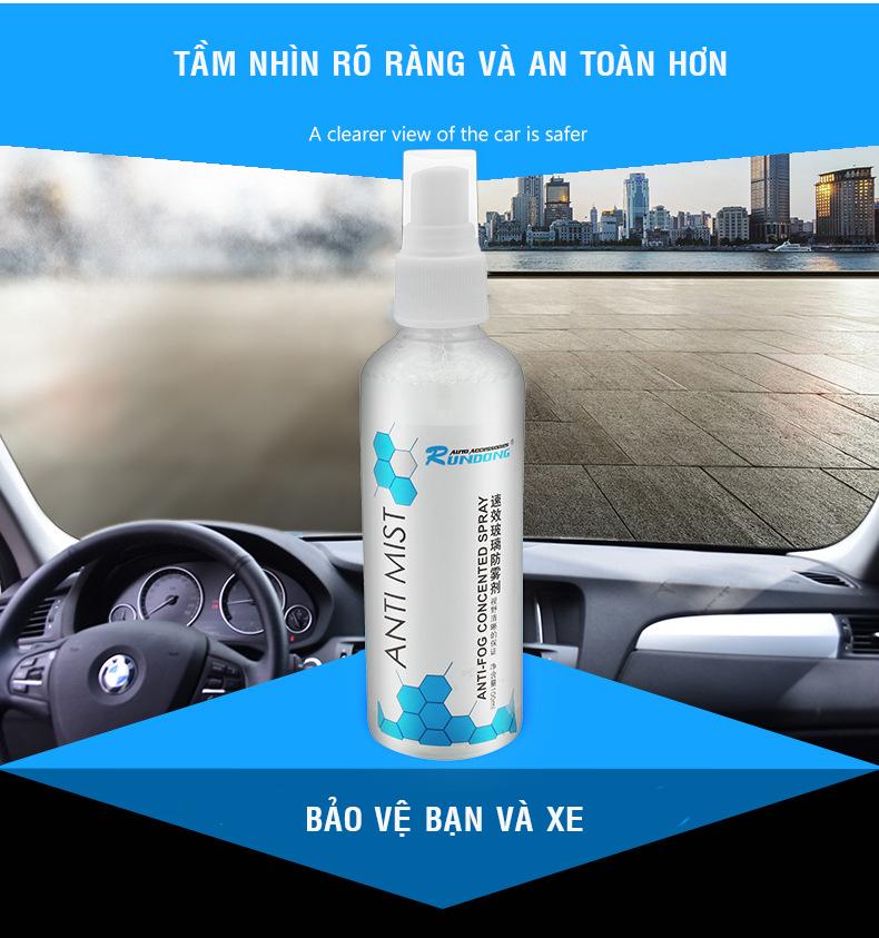 Dung dịch Xịt Nano Chống Sương Mù phủ Gương và Kính ô tô Công nghệ Đài Loan Anti Mist