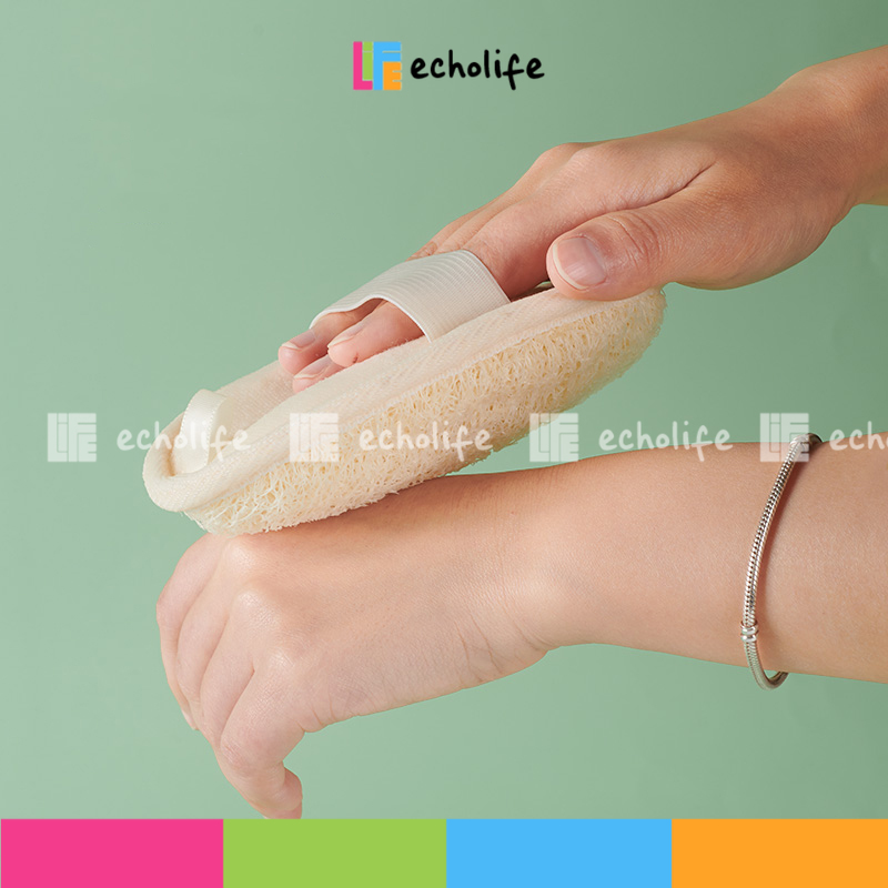 Bông tắm xơ mướp hữu cơ tạo bọt xỏ tay tiện dụng thân thiện làm sạch cơ thể - Echolife