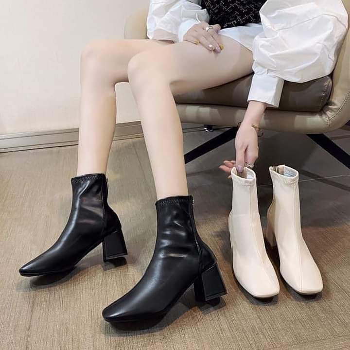 Giày boot giày bốt nữ bốt da nữ thời trang hàng dễ phối đồ nhẹ êm cao trên 5cm