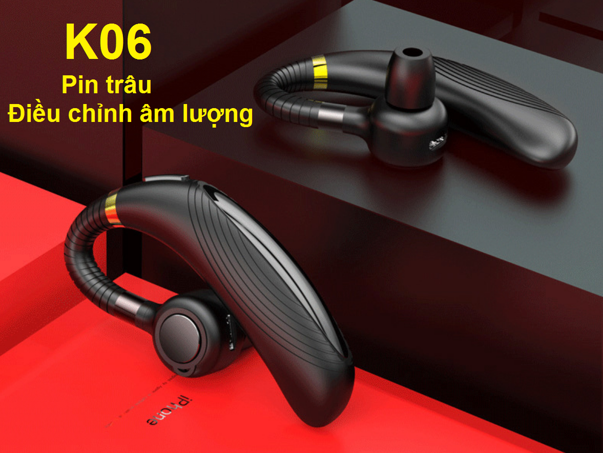 Tai nghe móc tai bluetooth V4.2 cao cấp K06 - Pin 300mAh