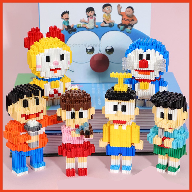 Xếp hình doraemon, bộ xếp hình nhân vật truyện doraemon, Đồ chơi xếp hình nhân vật doreamon, nobita, xuka, Mô hình đồ chơi lắp ráp nhân vật doreamon