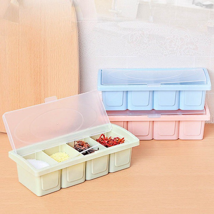 Combo 2 khay đựng gia vị 4 ngăn