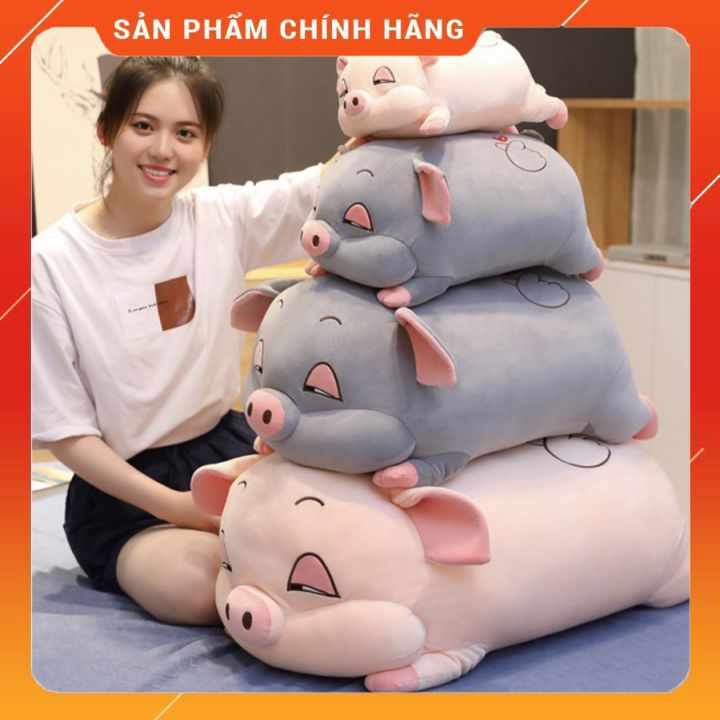 Gấu Bông Heo 💝FREESHIP💝 Gối Ôm Heo Bông Mắt Ngủ Lim Dim - Thú Bông Cao Cấp