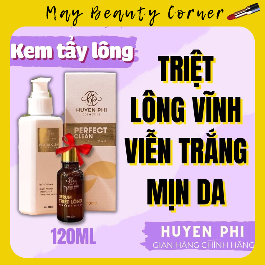 Bộ Kem tẩy lông 120ml + Serum Triệt lông 20ml Huyền Phi, Tẩy lông an toàn, nhanh chóng không gây đau rát