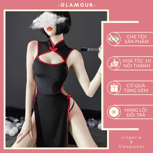 Đồ cosplay sườn xám - bộ đồ cosplay sườn xám nhung hở lưng sexy gợi cảm - set sườn xám glamour - dcp38