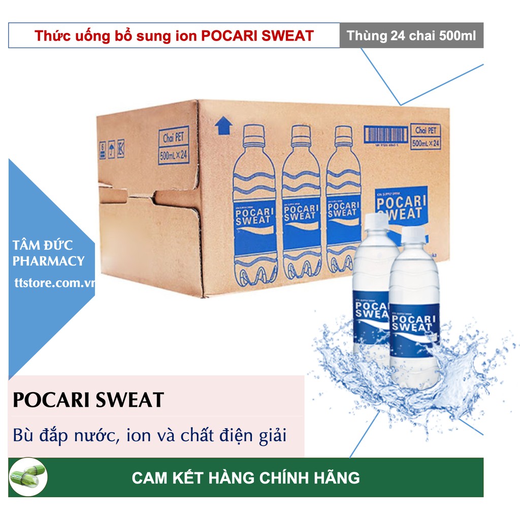 Pocari Sweat thùng 24 chai - Thức uống bổ sung Ion Bột Pocari đến từ Nhật
