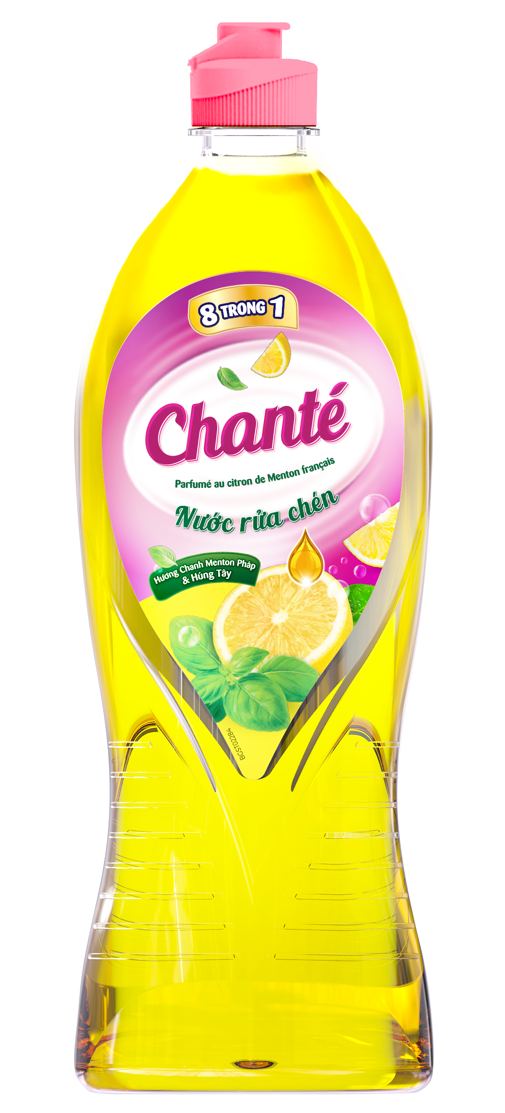 Chai Nước rửa chén Chanté cao cấp 8 trong 1 hương chanh Pháp  húng tây 750gr