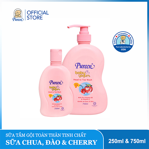 Sữa tắm gội toàn thân Pureen Tinh chất Sữa chua, Đào & Cherry (250ml/750ml)