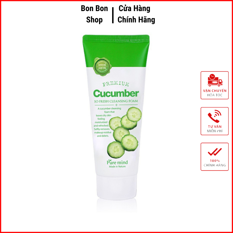 Sữa rửa mặt giảm nếp nhăn - sữa rửa mặt làm mờ tàn nhang từ Dưa Leo Pure mind Hàn Quốc 100ml