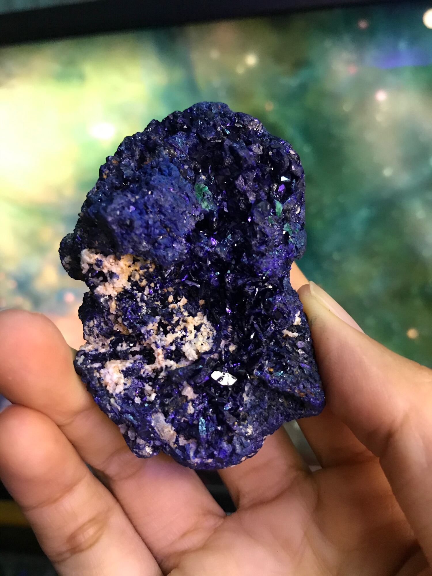 Loại 1 Đã khổng tước lông công huyền bí Azurite machalite tự nhiên Spirit Magic r46