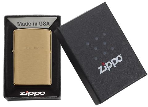 Zippo Brushed Brass Engraved