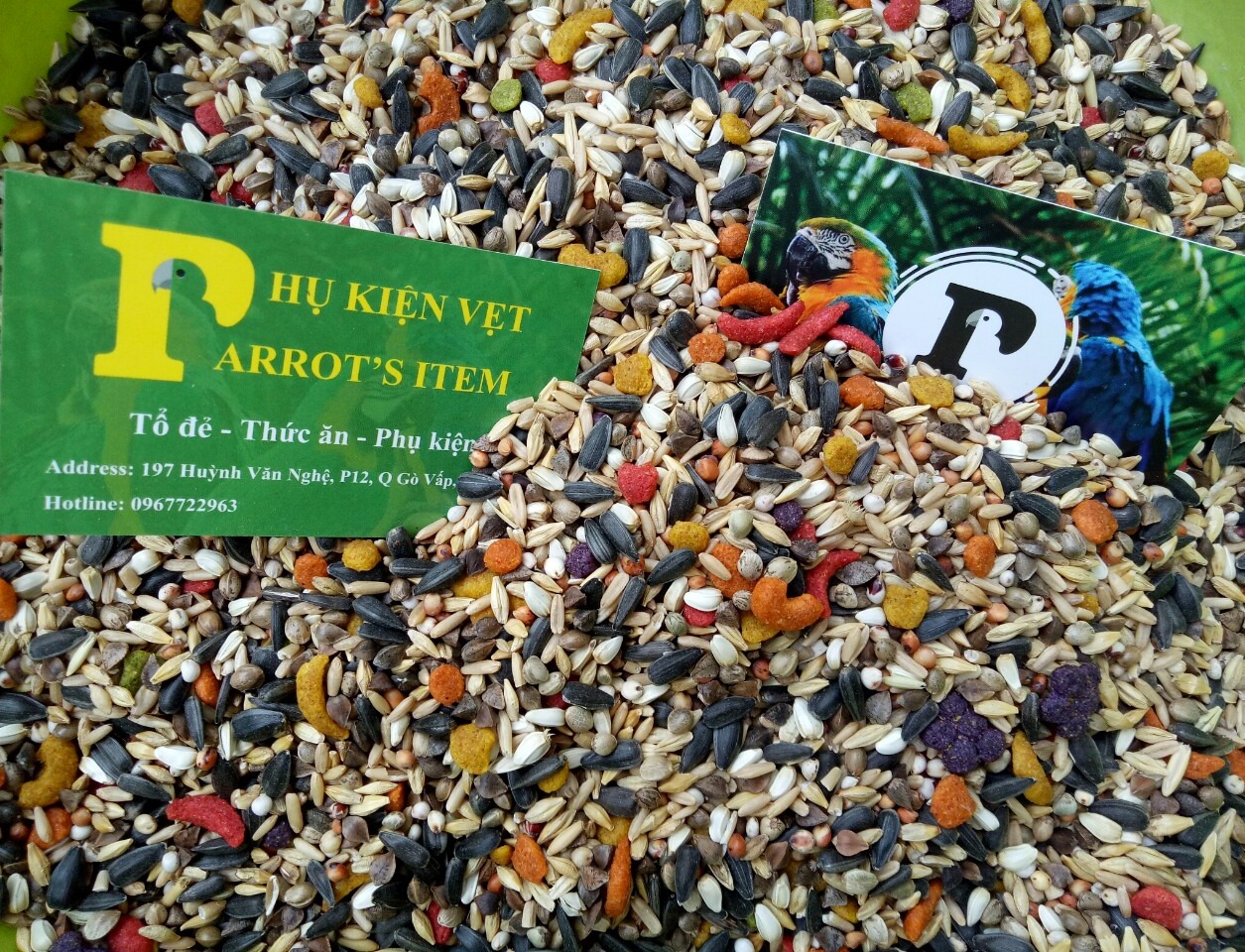 500G HẠT TRỘN KÈM HẠT TRÁI CÂY CHO VẸT LORY, CAIQUE, SUN, XÍCH, RING NECK