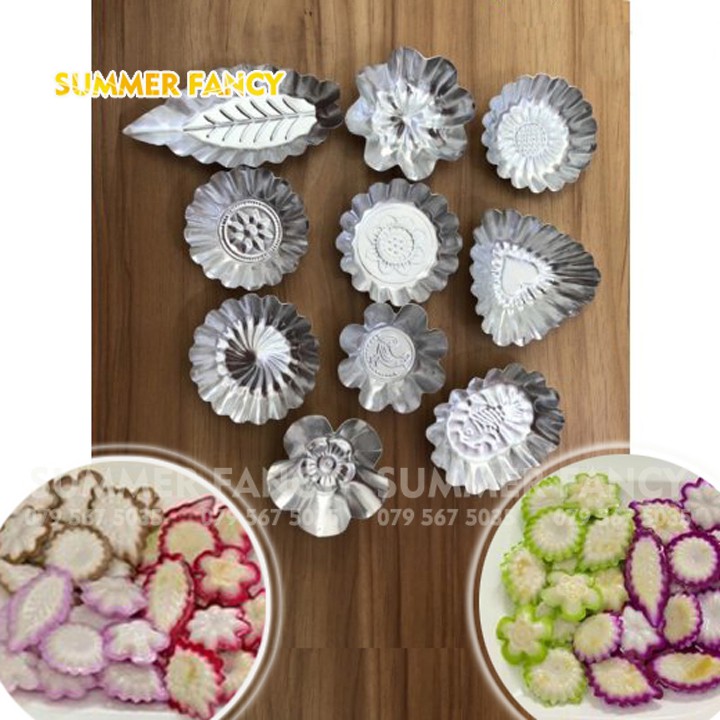 Bộ 12 Khuôn Bánh Bò Nhôm, Khuôn Rau Câu - Bánh Da Lợn Sương Sa