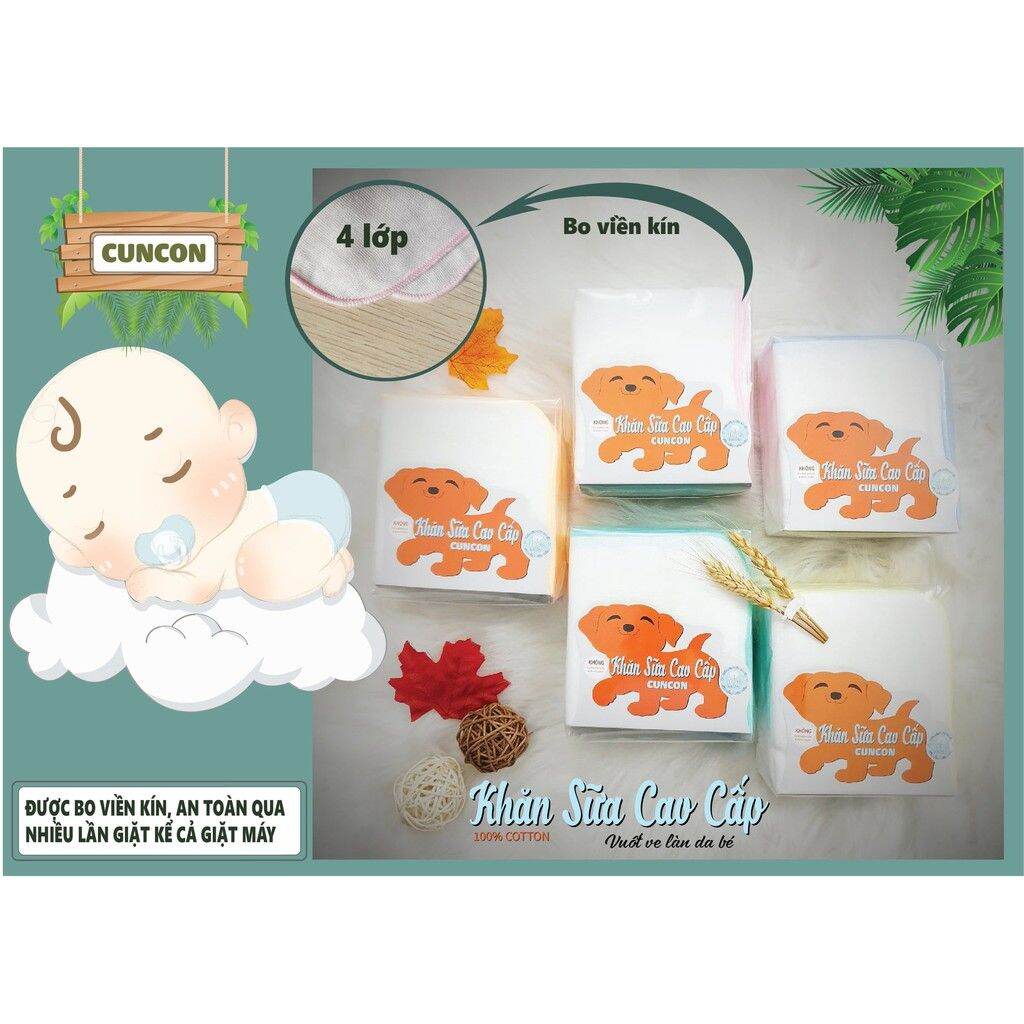 Set 10 khăn gạc sữa 4 lớp - hiệu cún con