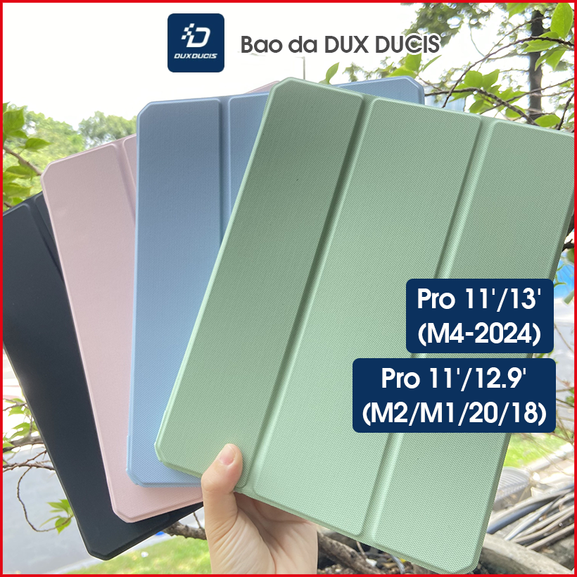[Hỏa Tốc HCM] Bao da DUX DUCIS iPad Pro 11/ 13 inch (M4-2024)/ Pro 11/ 12.9 inch (M2-2022/M1-2021/2020/2018) (TOBY SERIES) Mặt lưng trong, Có Khay Đựng Bút - Hồng
