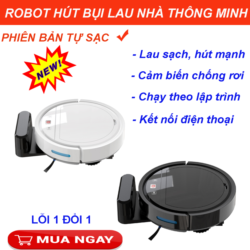 Giá Robot Lau Nhà. Robot Hút Bụi Loại Nào Tốt. Phiên bản siêu thông minh HC002 Tự động sạc khi hết Pin - Kết nối điện thoại. Hút siêu mạnh, chống rơi - leo bậc thềm. LỖI 1 ĐỔI 1! MUA NGAY!