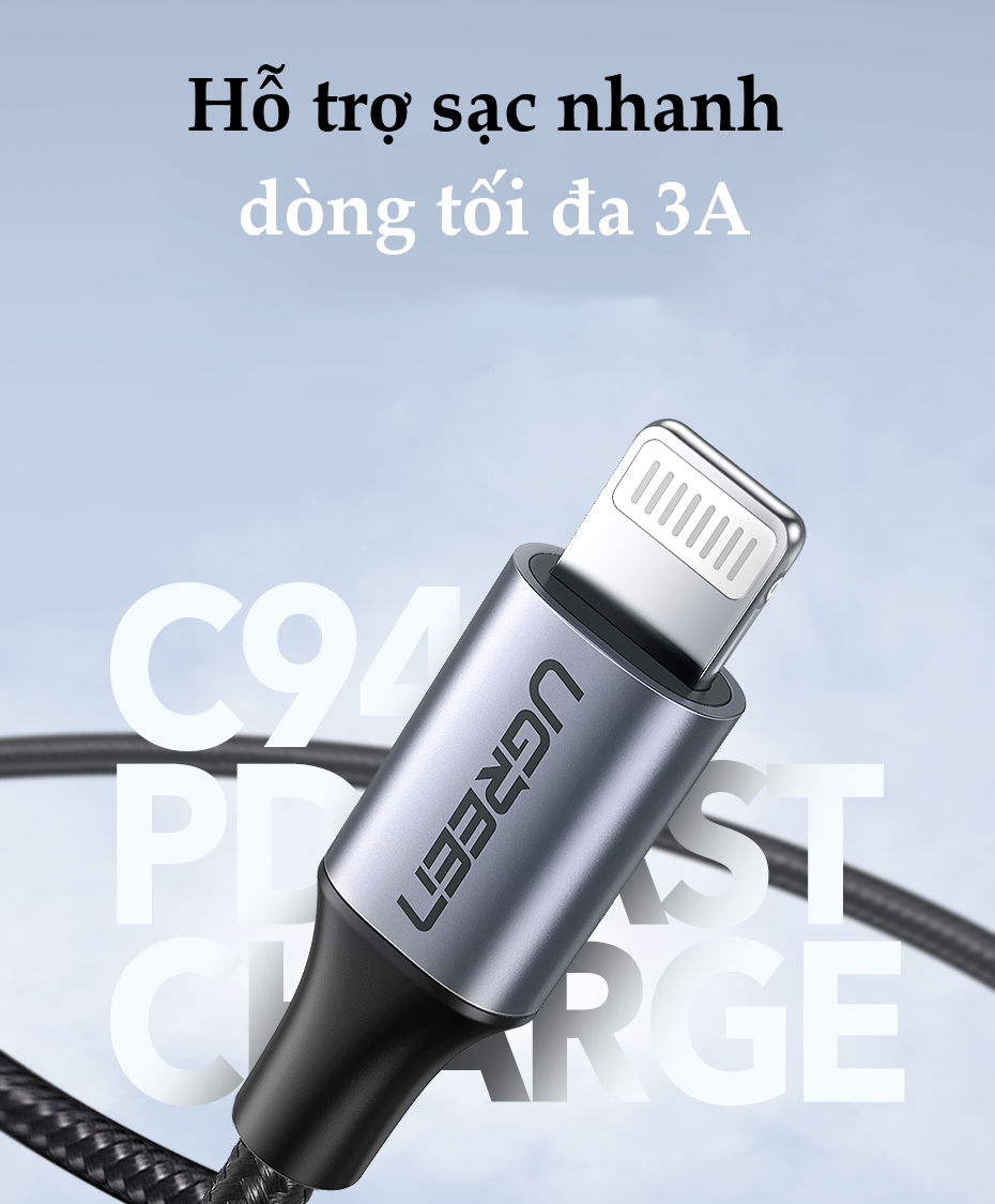 Cáp sạc nhanh USB-C sang Lightning MFI UGREEN US304 - Sạc nhanh 50% trong 30 phút cho iPhone 11 Pro Max / iPhone Xs Max / iPhone XR / iPhone 8 Plus, dài từ 0.25 - 2m Cáp sạc nhanh USB-C sang Lightning MFI UGREEN US304 - Sạc nhanh 50% trong 30 phút cho iPhone 11 Pro Max / iPhone Xs Max / iPhone XR / iPhone 8 Plus, dài từ 0.25 - 2m