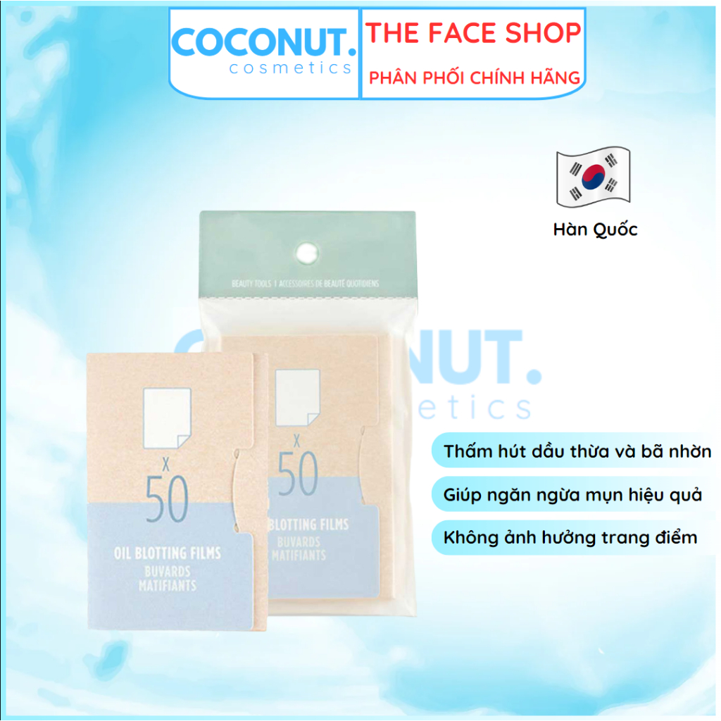 Giấy thấm dầu The Face Shop Daily Beauty Tools Oil Blotting Films TFS 50 Miếng Làm Sạch và Hút Hết Bã Nhờn