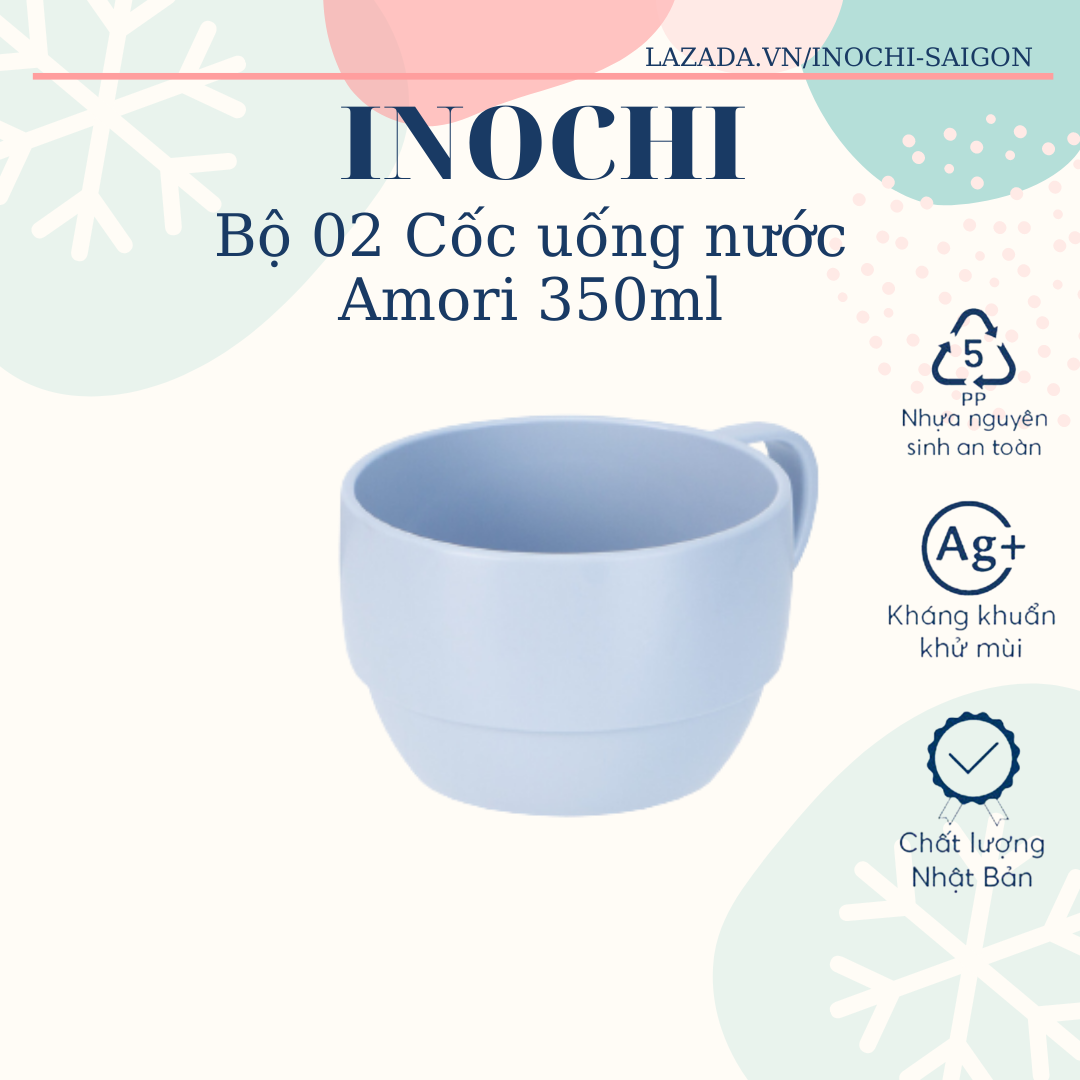 Set 02 Cốc nước thấp Inochi Amori 350ml - kháng khuẩn, không chứa BPA