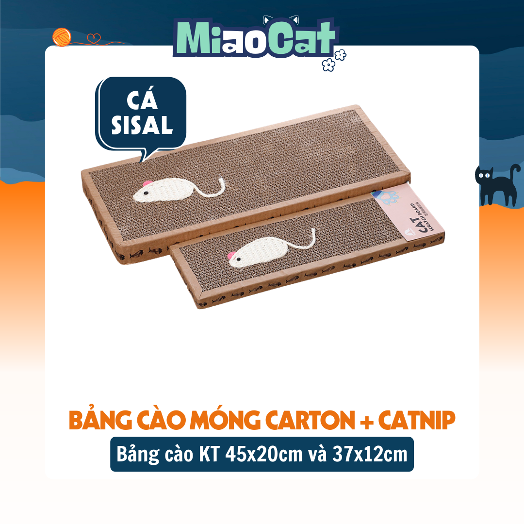 Bảng Cào Móng Carton Hình Chữ Nhật Cho Mèo BC0422 (TẶNG KÈM CATNIP BẠC HÀ) MIAOCAT