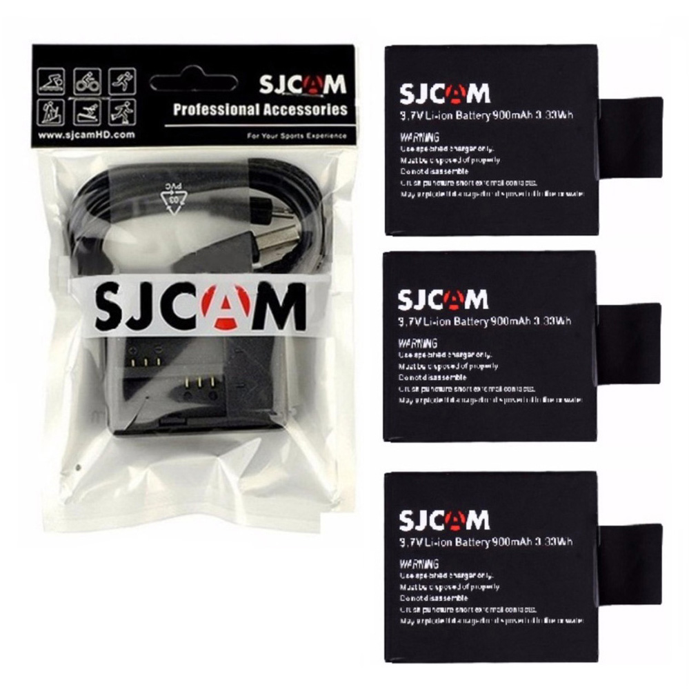 Combo sạc đôi + 3 viên pin cho sjcam, eken