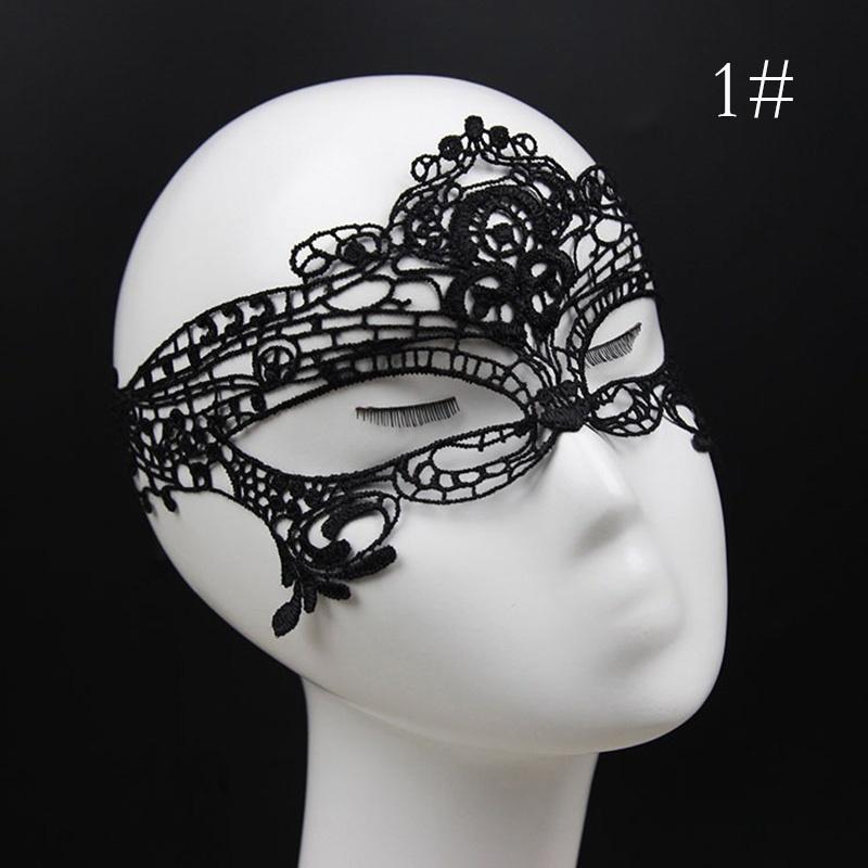 Phụ kiện ngủ: Bịt mắt cosplay ren đan mã E002 - màu đen trắng