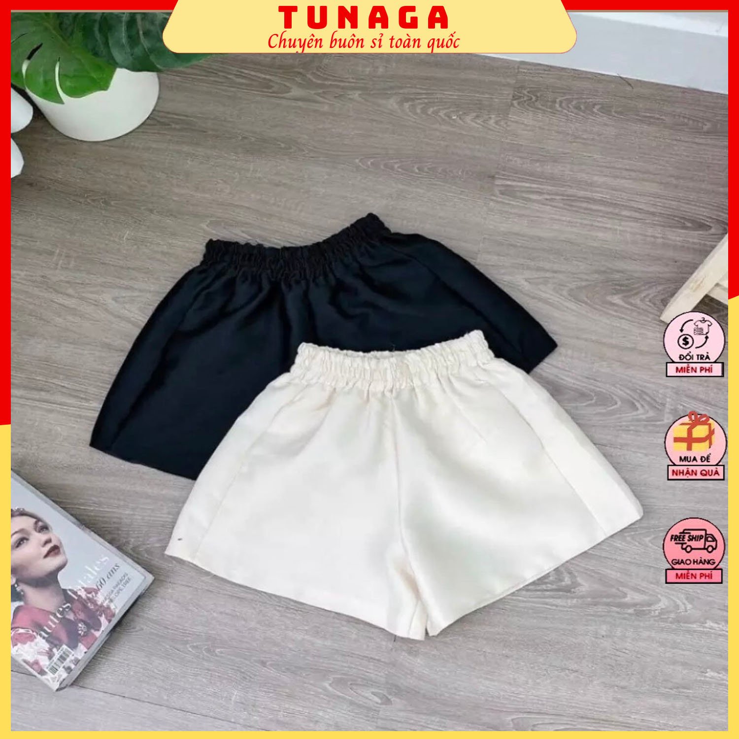 QUẦN ĐÙI NỮ ỐNG RỘNG - QUẦN SHORT VẢI GẤM NỮ ỐNG PHỒNG