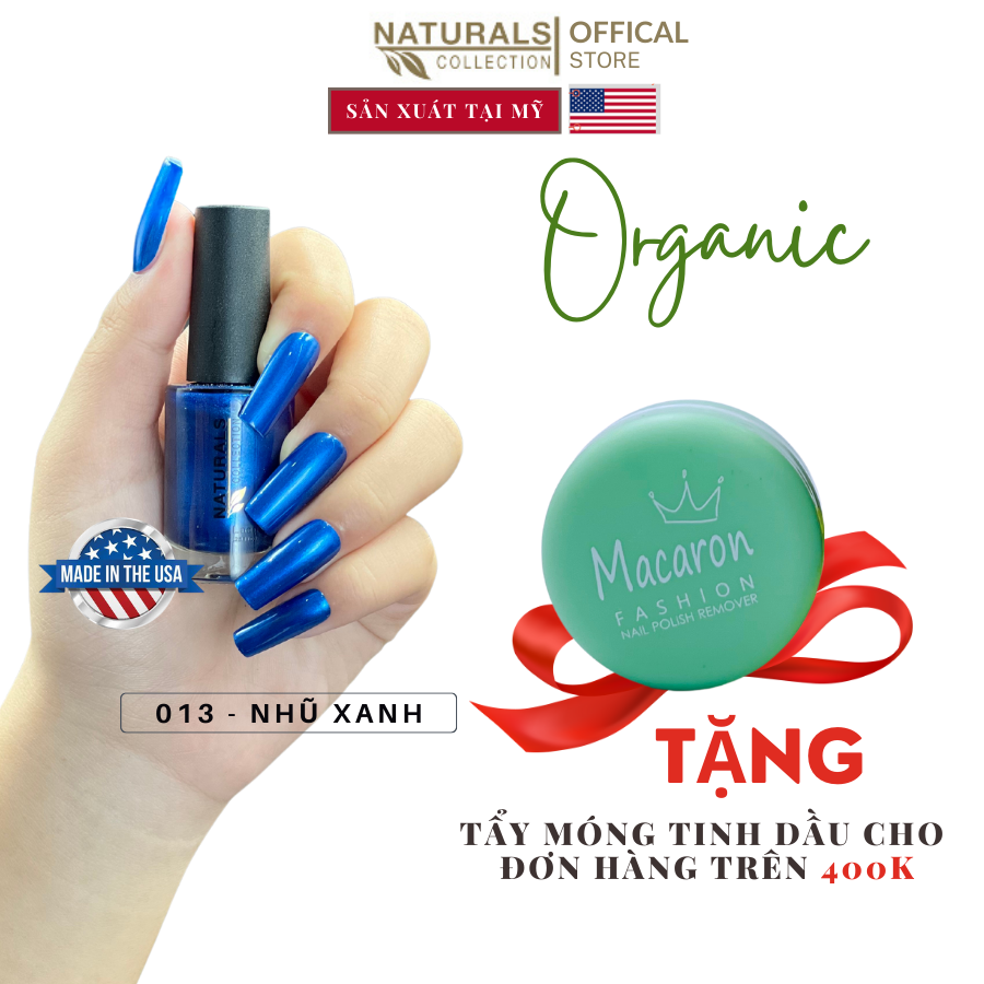 Sơn dưỡng thành phần hữu cơ phục hồi móng yếu, hư tổn USA NATURALS COLLECTION màu xanh nhũ đậm - 7.5ml - 013