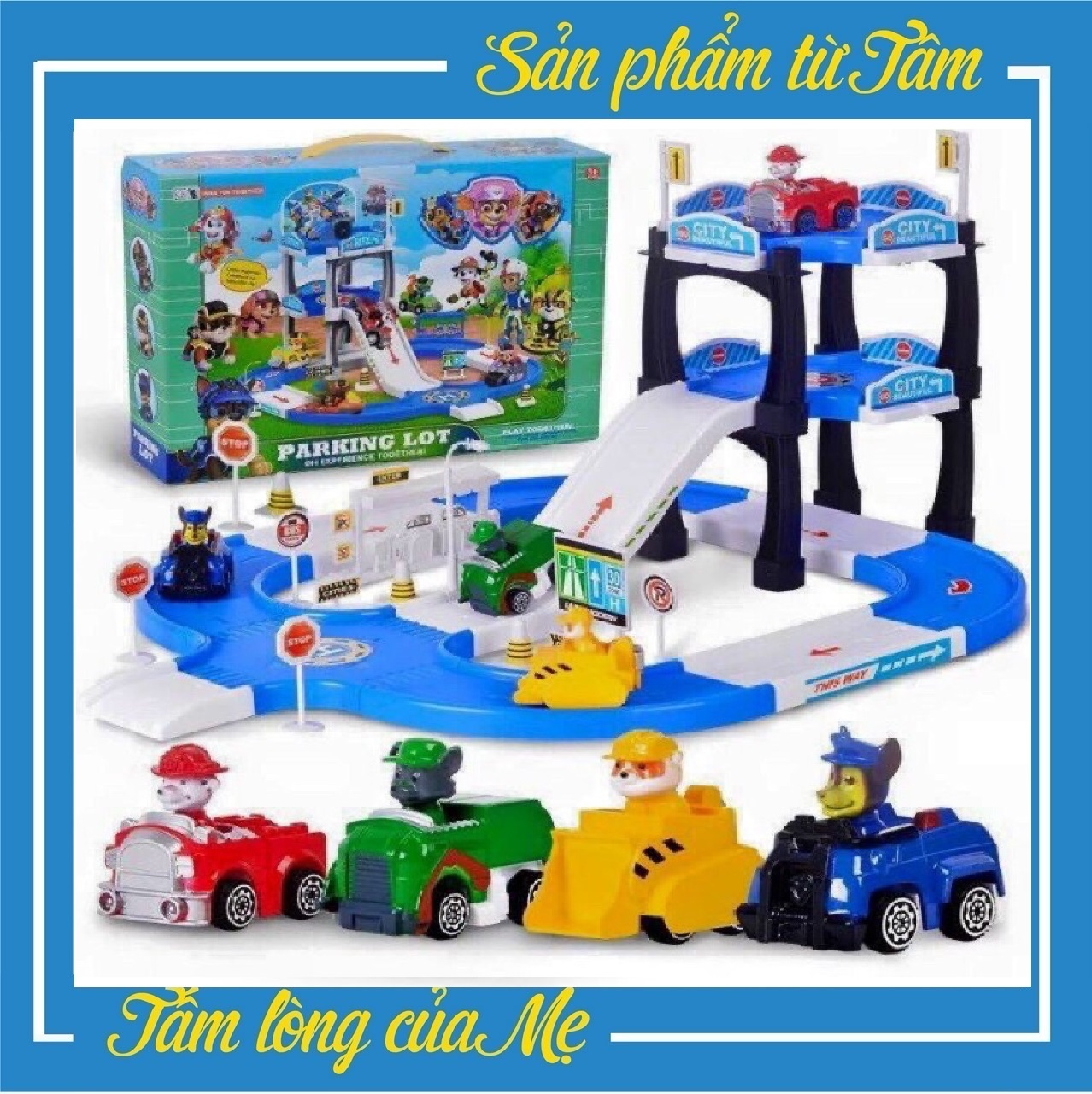 Bộ đồ chơi mô hình biệt đội 4 chú chó cứu hộ parking lot cho bé