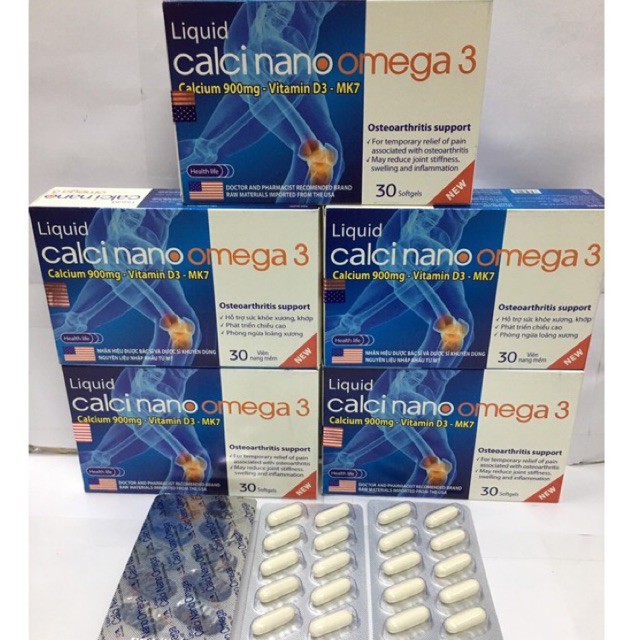Calci Nano Omega 3 Hỗ trợ sức khoẻ xương khớp phát triển chiều cao ngừa loãng xương, sản phẩm chất lượng, đảm bảo an toàn sức khỏe người sử dụng, cam kết hàng giống hình
