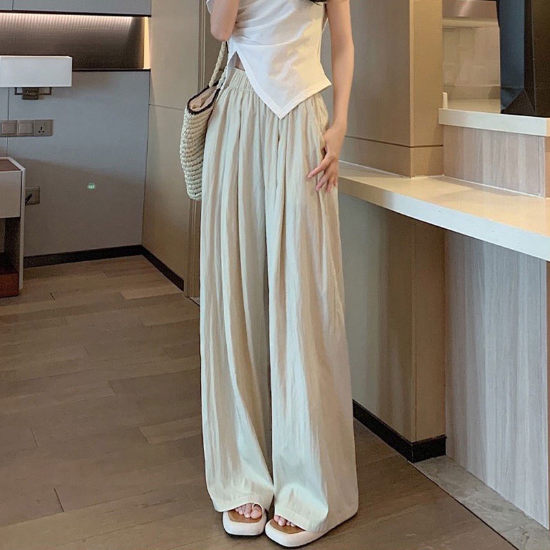 Quần đũi ống rộng chất vải tơ mát nhẹ, Quần suông cạp cao thiết kế trẻ trung style Hàn Quốc Xuongmaythaothuy