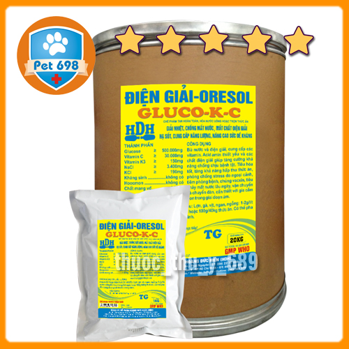 1kg điện giải oresol gluco-k-c tăng cường sức đề kháng, giải nhiệt chống nắng nóng pet-698