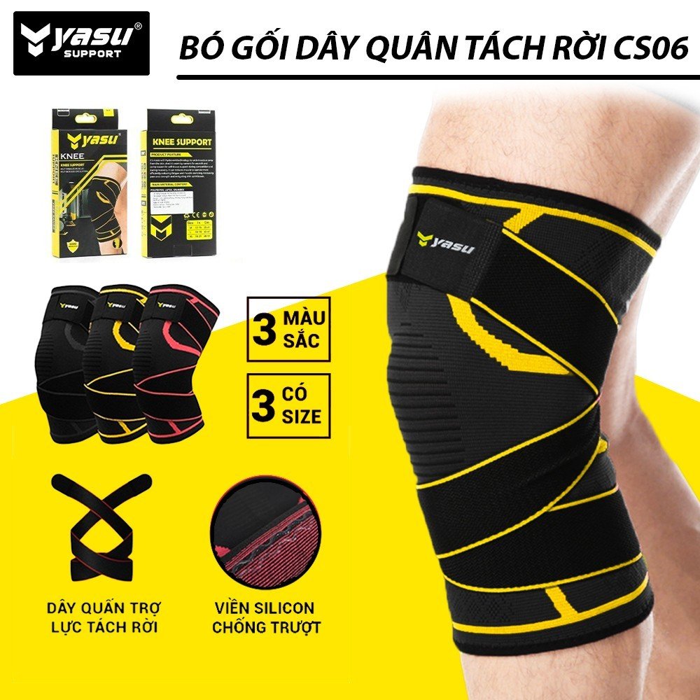 Băng đầu gối có dây quấn trợ lực dày dặn co giãn 4 chiều YSC06