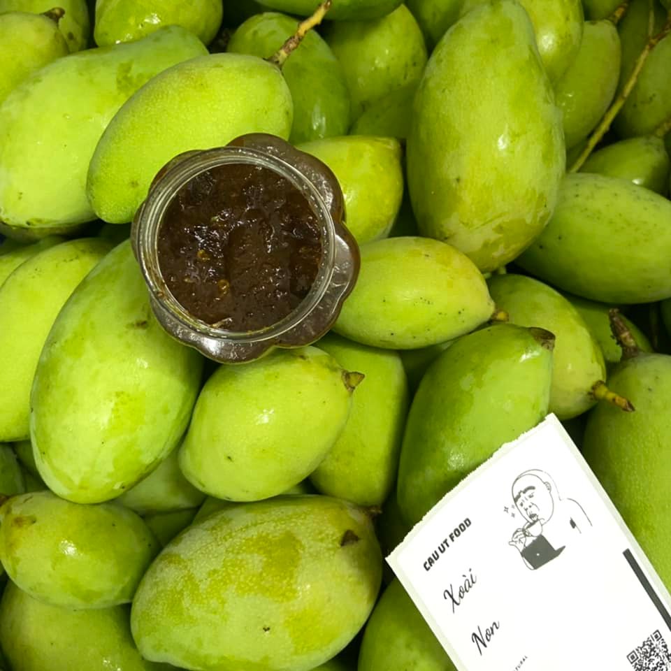 Ăn vặt mẹ bầu xoài non nguyên trái 1kg, xoài non mắm ruốc, đồ ăn vặt chua cậu út food