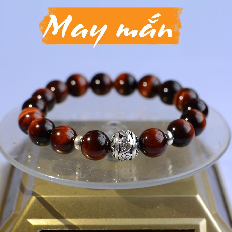 Vòng tay đá mắt hổ đỏ may mắn