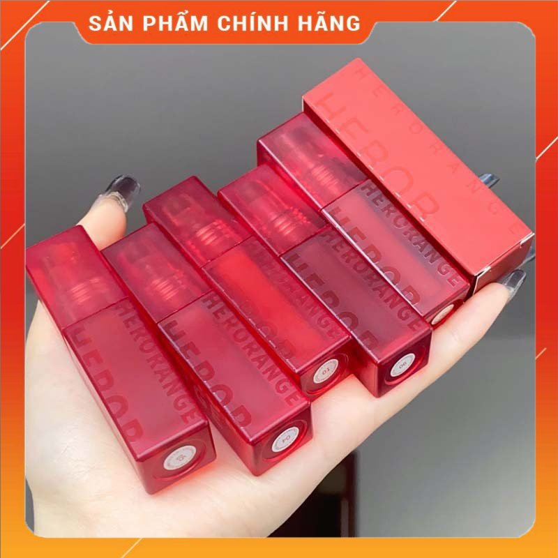 Son Kem Lì Herorange Nhung Mịn Không Thấm Nước Thiết Kế Vỏ Đỏ Vuông
