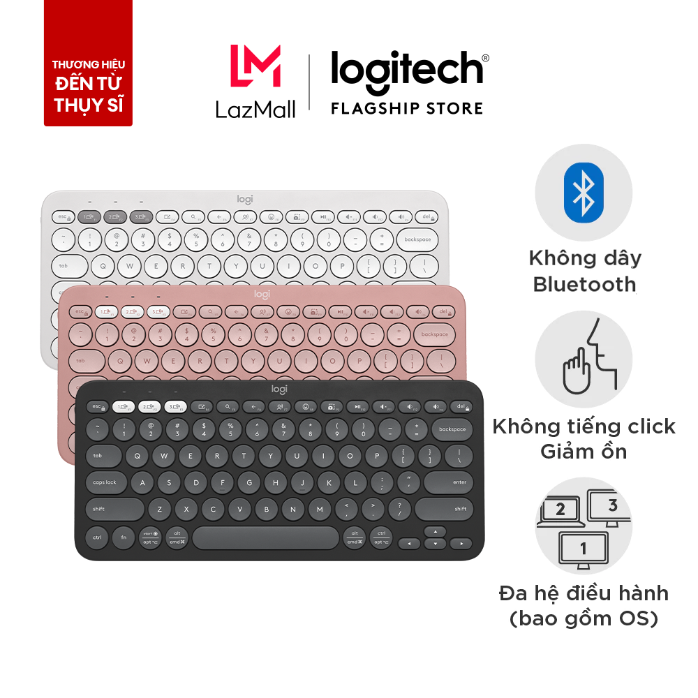 Bàn phím không dây Bluetooth Logitech K380 | Logitech K380s - Kết nối 3 thiết bị, giảm ồn, gọn nhẹ dễ mang đi, phù hợp Mac/ Laptop/ Điện thoại