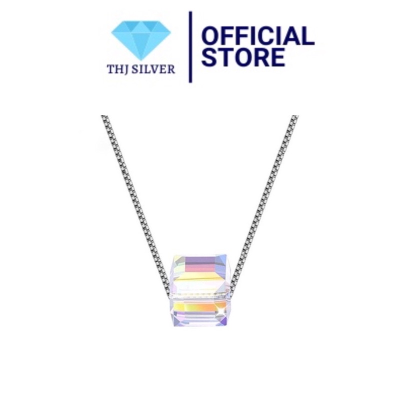 Dây chuyền lập phương đá pha lê nhân tạo - thj sliver