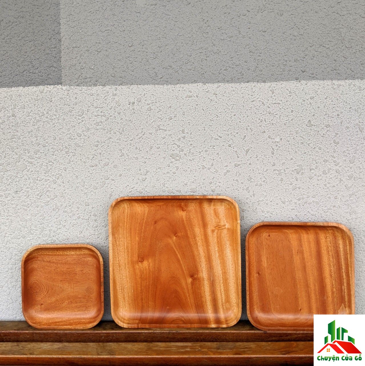 [Dụng cụ nhà bếp hiện đại] - Dĩa vuông, gỗ xà cừ nguyên khối - Đầy đủ kích thước