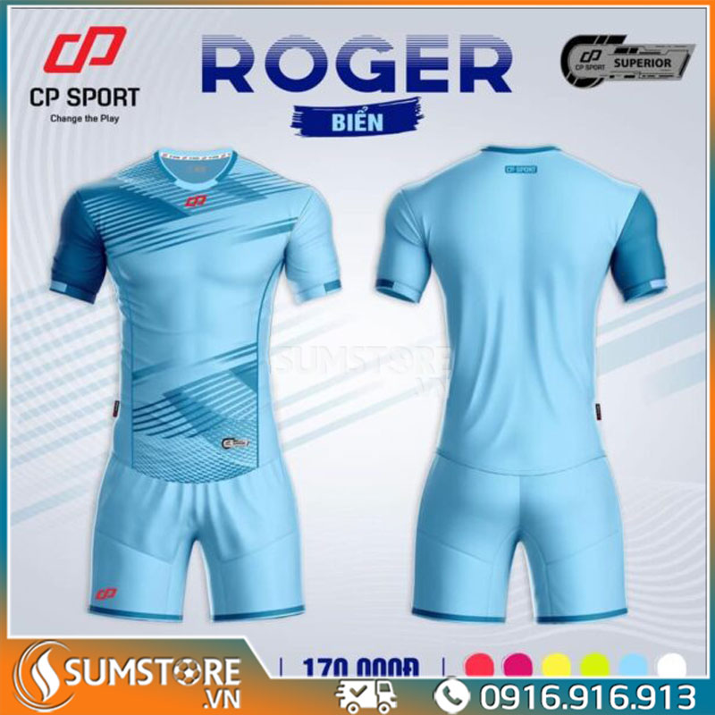 [HCM]Áo Thun Thể Thao Bóng Đá Nam Nữ Cao Cấp - Bộ Roger Xanh Ya