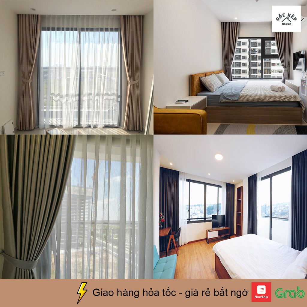Rèm cửa chính chống nắng dành cho phòng khách, phòng ngủ, cửa sổ nhỏ 2 lớp giá rẻ - Gia dụng Nhà Xinh