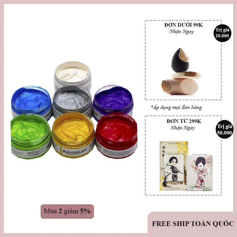 sáp vuốt tóc KALANXUAN đổi màu tạm thời, FREESHIP TOÀN QUỐC lên màu cực chuẩn,siêu mềm mượt,đủ màu,dễ dàng tạo kiểu (KHUYẾN MÃI 3 NGÀY)
