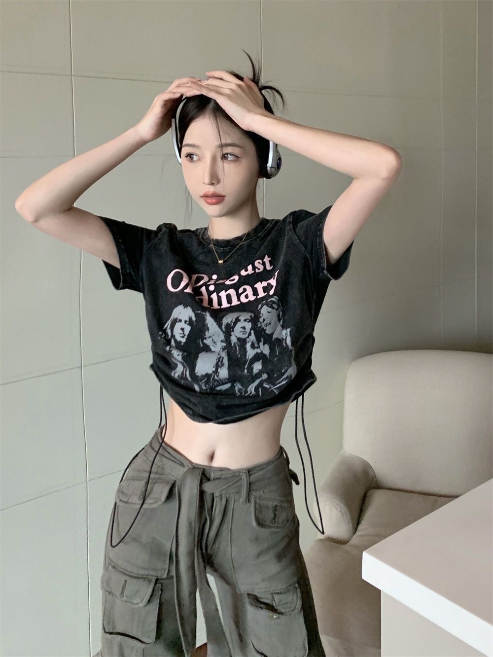 Áo thun croptop kiểu dây rút ordinary