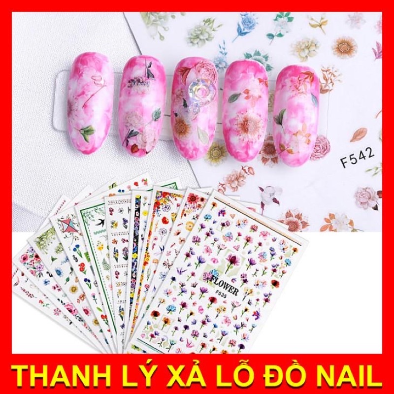 Sticker hoa cỏ mùa xuân dán móng tay
