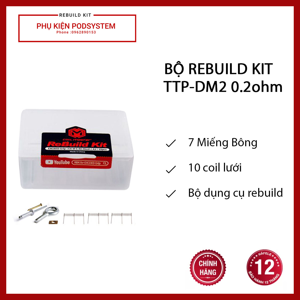 Bộ Rebuild Kit TTP-DM2 0.2ohm - Rebuild occ 0.2 cho Drag 3 - Hàng chính hãng