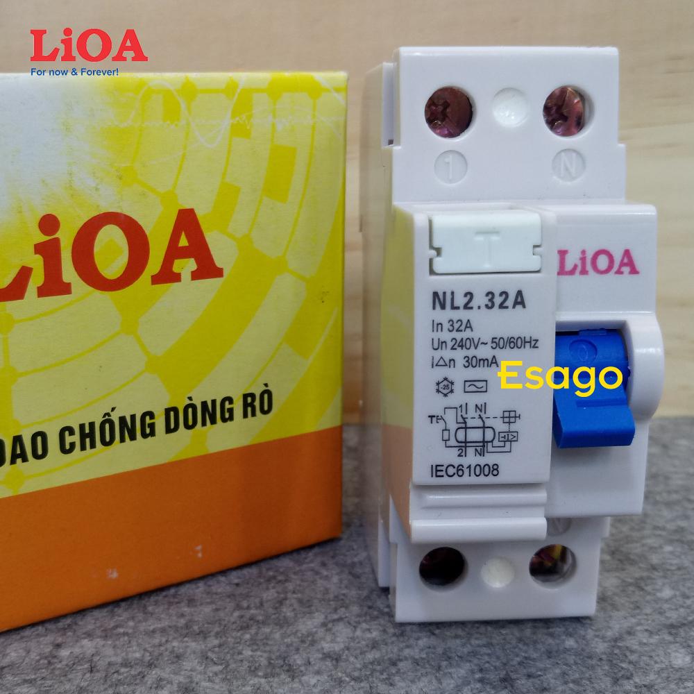 Cầu dao chống giật lioa 32a loại 2 cực