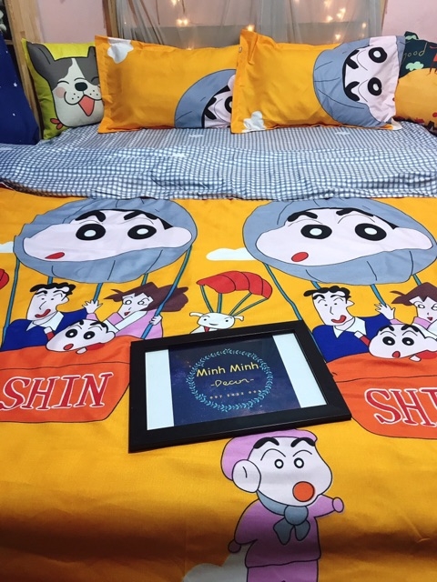 Bộ chăn ga gối shin - cậu bé bút chì , ảnh tự chụp MinhMinh decor
