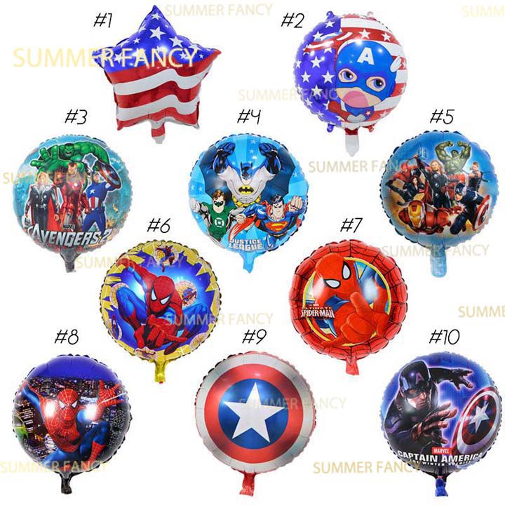 Bong Bóng Kiếng Khiên Tròn Siêu Nhân Captain American - Happy Birthday Shield Avenger Foil Balloon