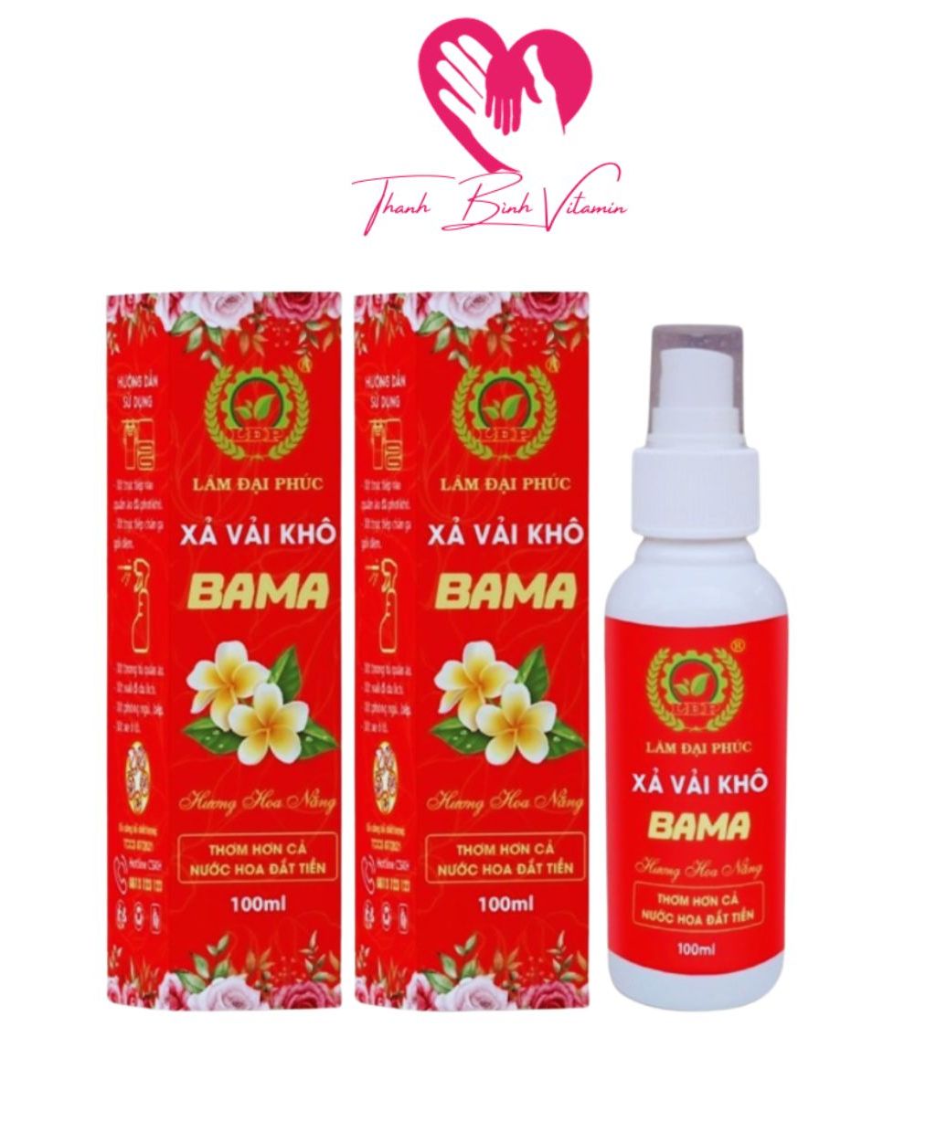 Combo 2 chai xịt xả vải khô Lâm Đại Phúc BAMA chai Đỏ