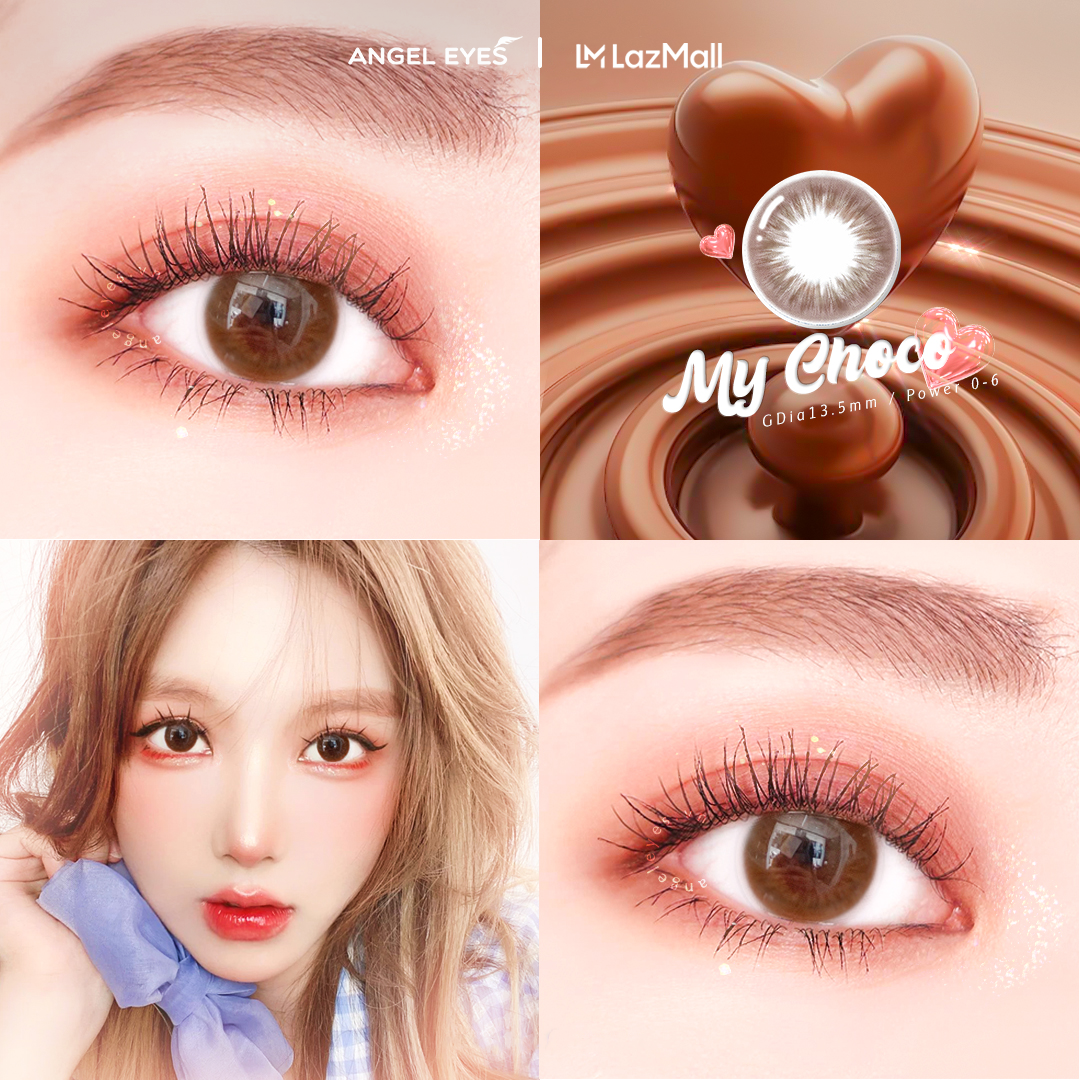 [TẶNG KÈM QUÀ] Lens nâu tự nhiên MY CHOCO - Lens mắt nâu Angel Eyes chất liệu Silicone đường kính 13.5mm - Độ cận 0-8 (Lens nâu cận | Kính áp tròng nâu cận | Lens nâu có độ | Kính áp tròng nâu có độ)